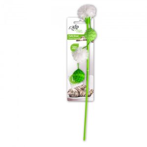 AFP FLUFFY WAND GREEN CAT TOY
