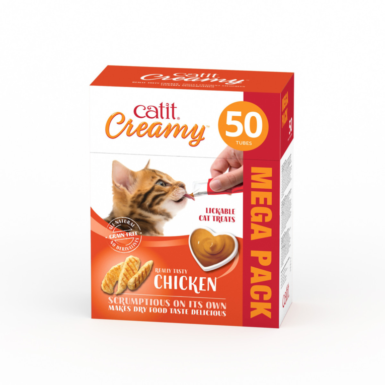 Catit Creamy Cat Treats Mega Pack Chicken, 50 tubes/box